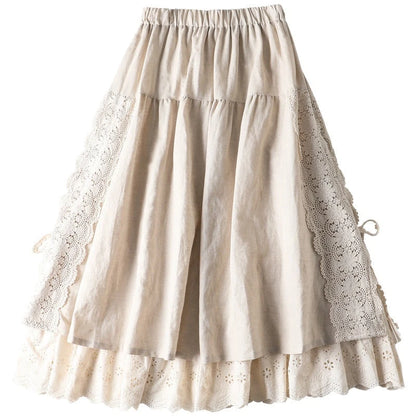 Leinen-Rock im Mori-Girl-Stil