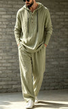 Herren Leinen-Set — Hoodie & Hose, Loose Fit