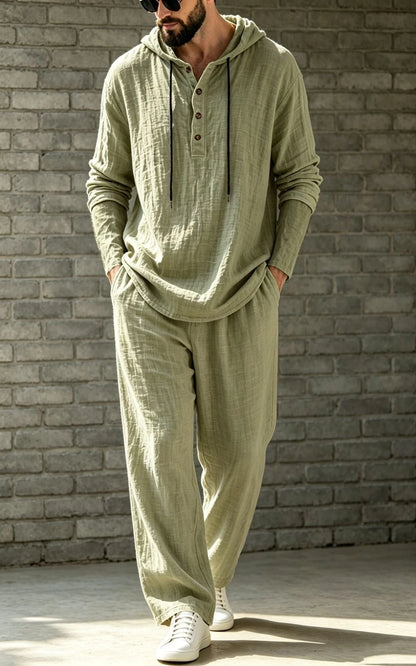 Herren Leinen-Set Hoodie/Hose