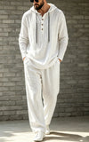 Herren Leinen-Set — Hoodie & Hose, Loose Fit