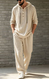 Herren Leinen-Set — Hoodie & Hose, Loose Fit
