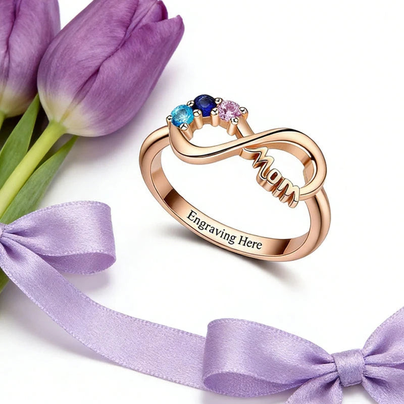 Ring mit Zirkonia — Unendlichkeitssymbol, Vergoldet
