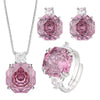 3-teiliges Schmuckset mit Zirkonia — Rosé, Blumendesign