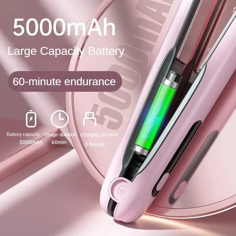 Kabelloser Haarglätter — 2-in-1 Glätten & Locken, USB Wiederaufladbar