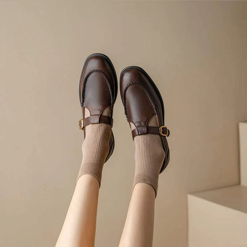 Damen Mary-Jane Schuhe aus Leder — Retro-Stil