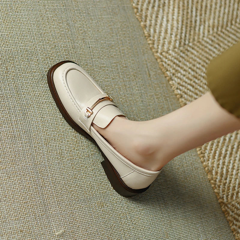 Damen Vintage Loafer aus Leder — Blockabsatz