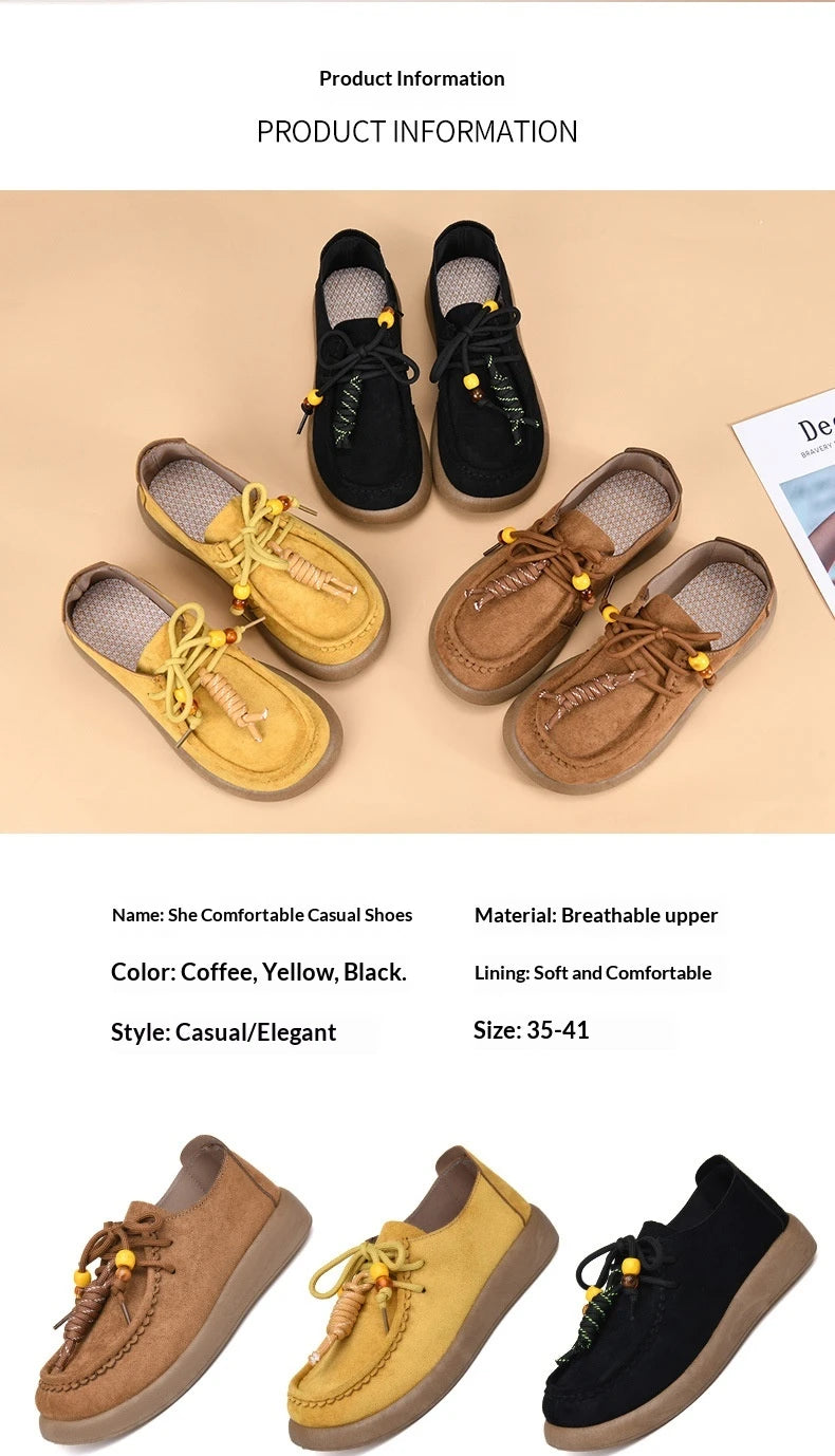 Damen Vintage Flats — Flacher Absatz, Herbst-Design