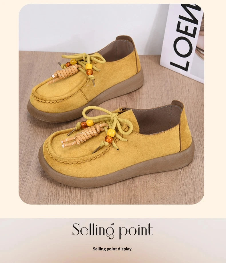 Damen Vintage Flats — Flacher Absatz, Herbst-Design
