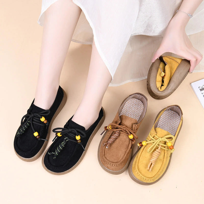 Damen Vintage Flats — Flacher Absatz, Herbst-Design