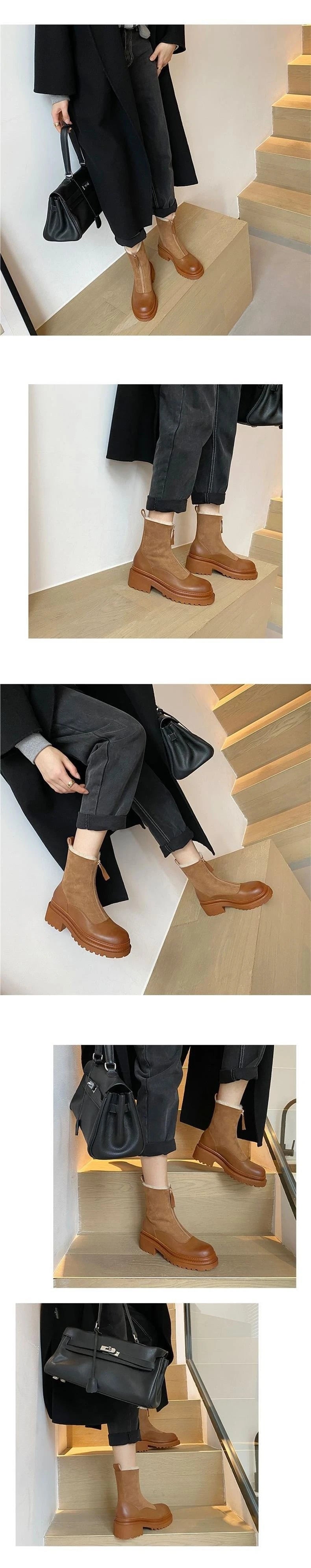 Damen Ankle Boots — Gefüttert, Chunky Sohle