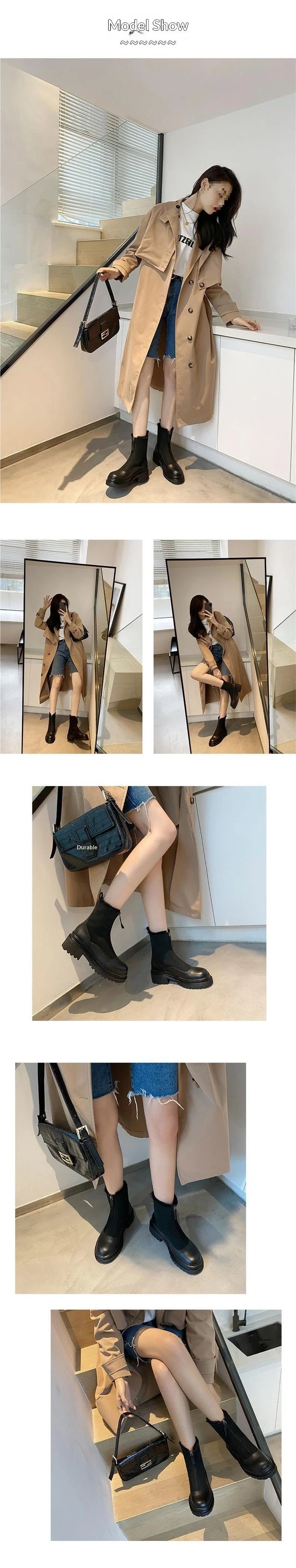 Damen Ankle Boots — Gefüttert, Chunky Sohle