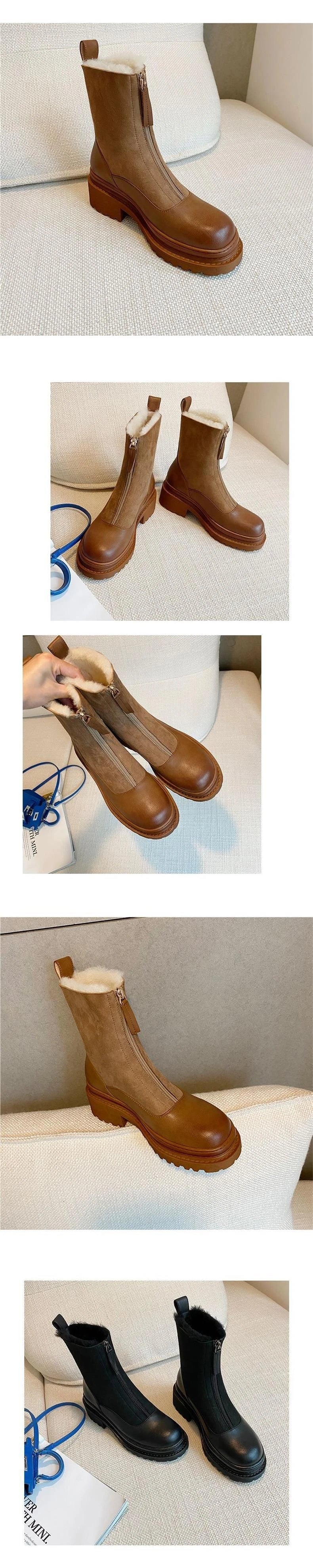 Damen Ankle Boots — Gefüttert, Chunky Sohle