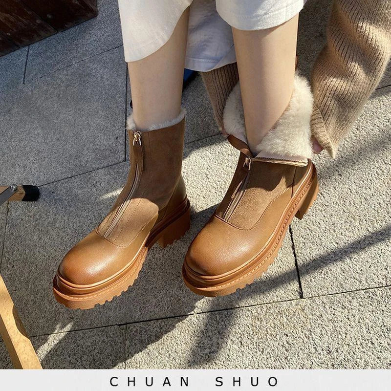 Damen Ankle Boots — Gefüttert, Chunky Sohle