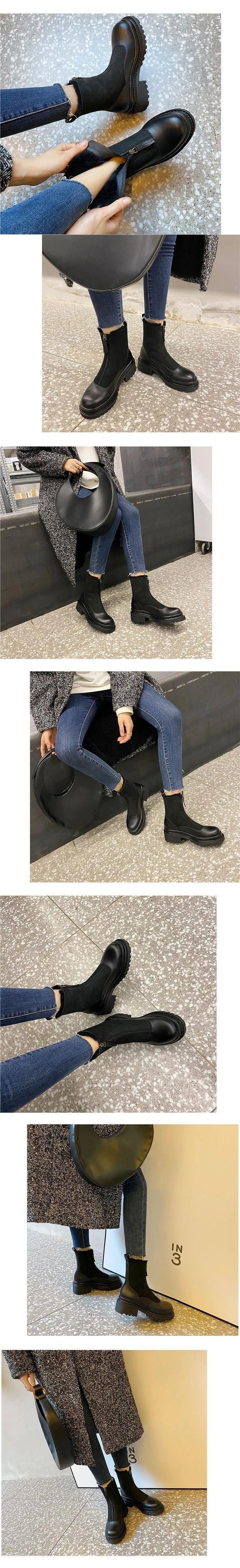 Damen Ankle Boots — Gefüttert, Chunky Sohle