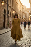 Baumwoll-Leinen Midikleid — Lockere Passform