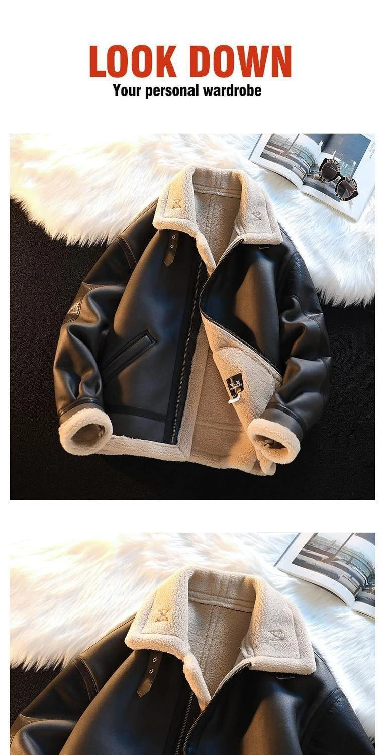 Gefütterte Lederjacke aus Baumwolle