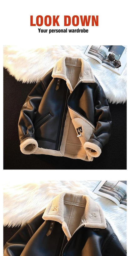 Gefütterte Kunstlederjacke