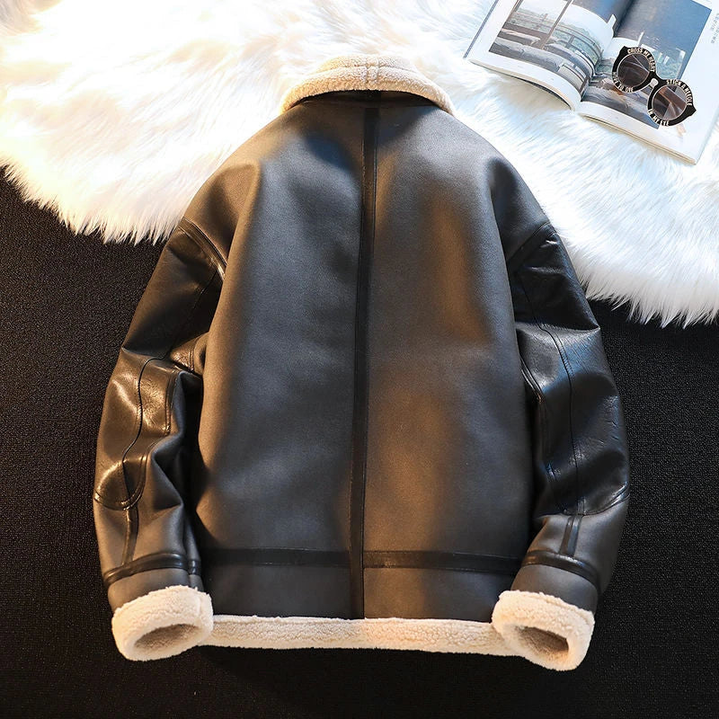 Gefütterte Lederjacke aus Baumwolle