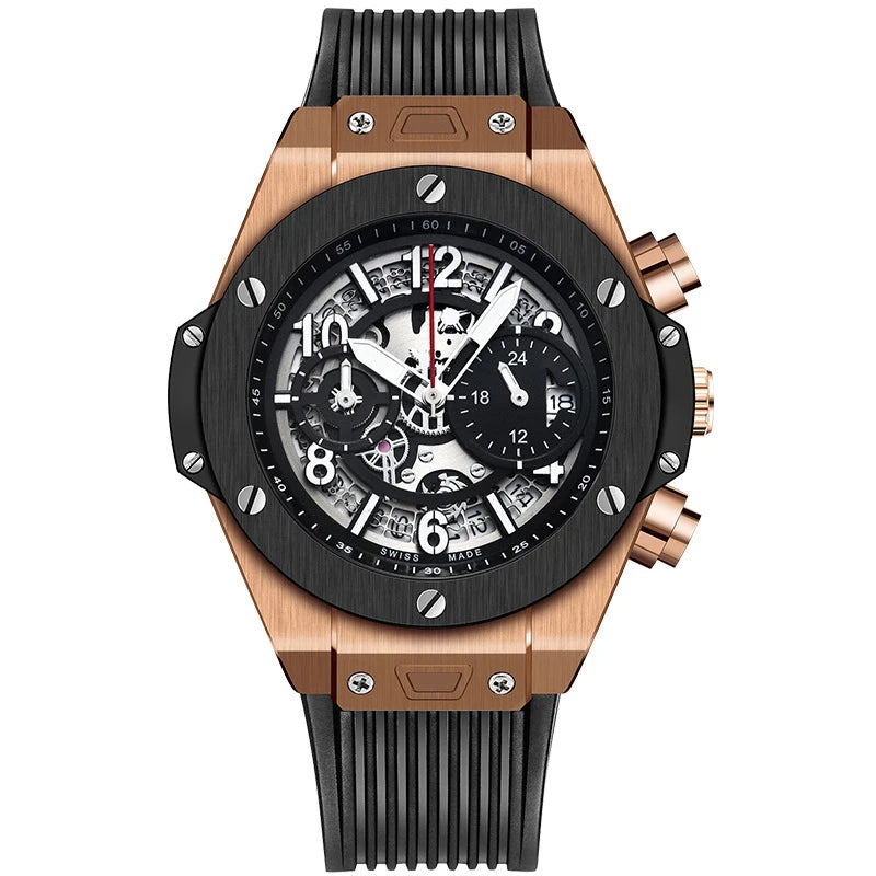 Herren Sportuhr — Silikon, Chronograph-Optik, Wasserdicht