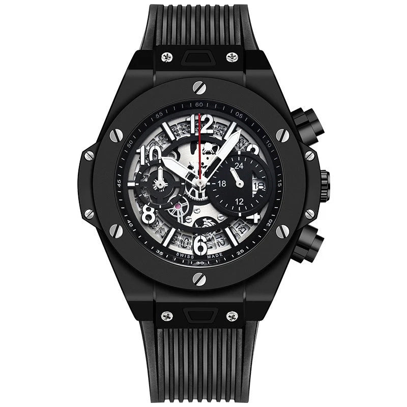 Herren Sportuhr — Silikon, Chronograph-Optik, Wasserdicht