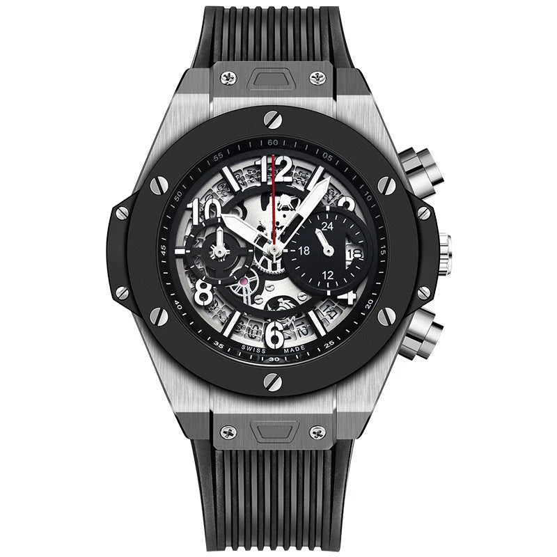 Herren Sportuhr — Silikon, Chronograph-Optik, Wasserdicht