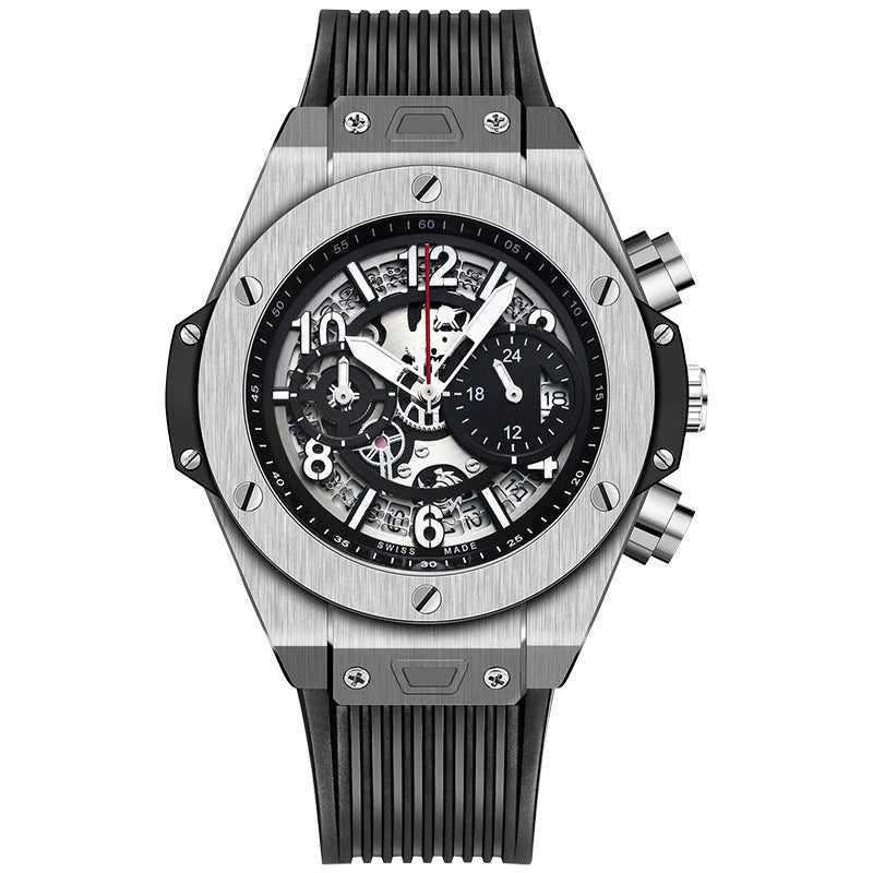 Herren Sportuhr — Silikon, Chronograph-Optik, Wasserdicht