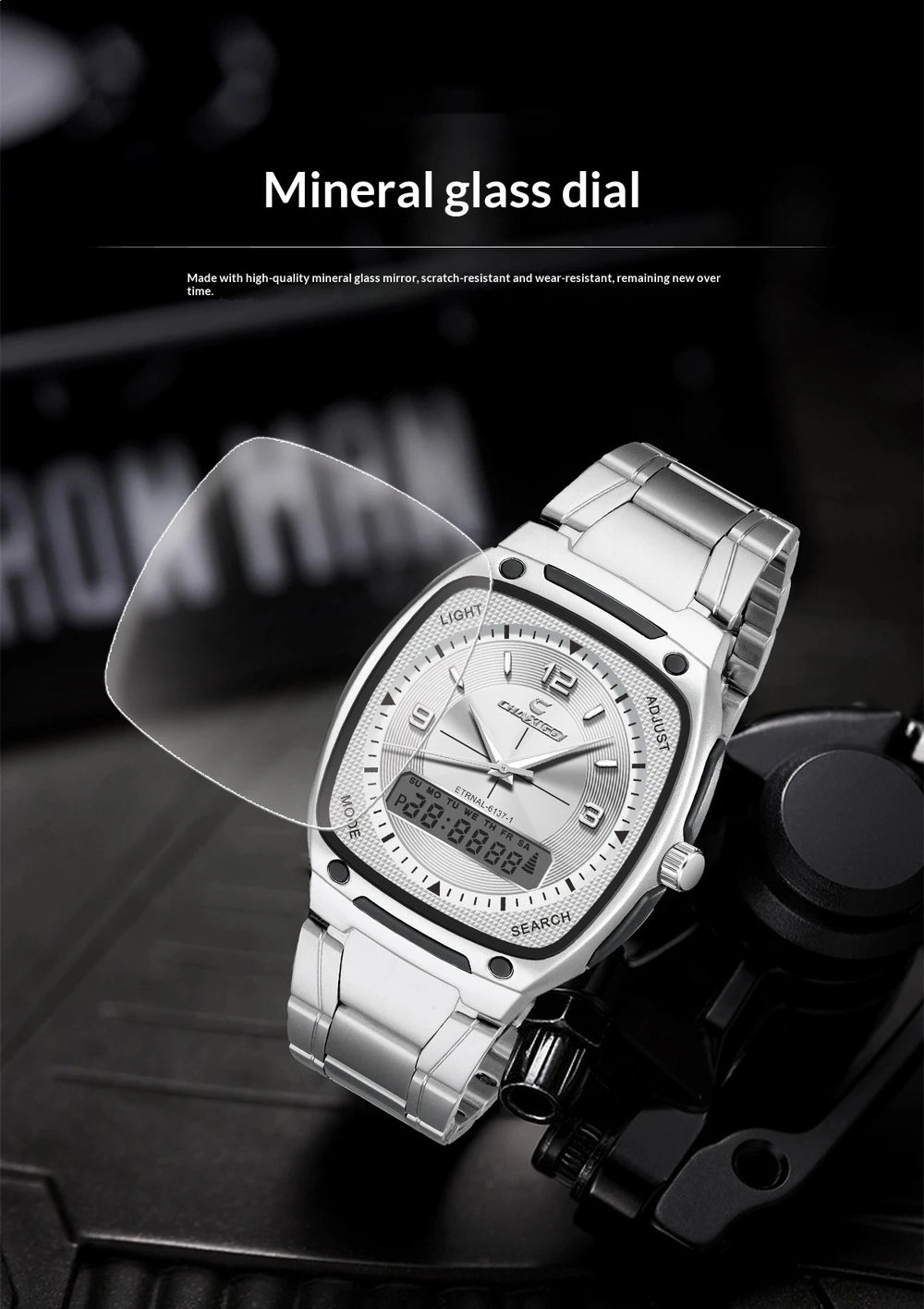 Herren Quarzuhr — Edelstahl-Armband, Business-Style