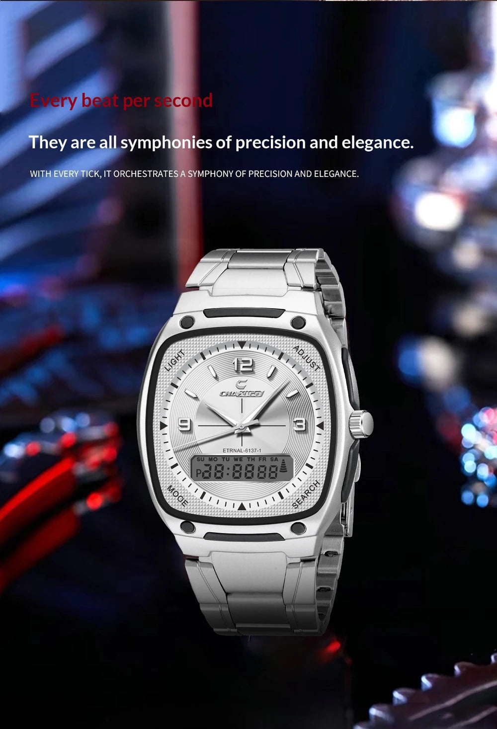 Herren Quarzuhr — Edelstahl-Armband, Business-Style