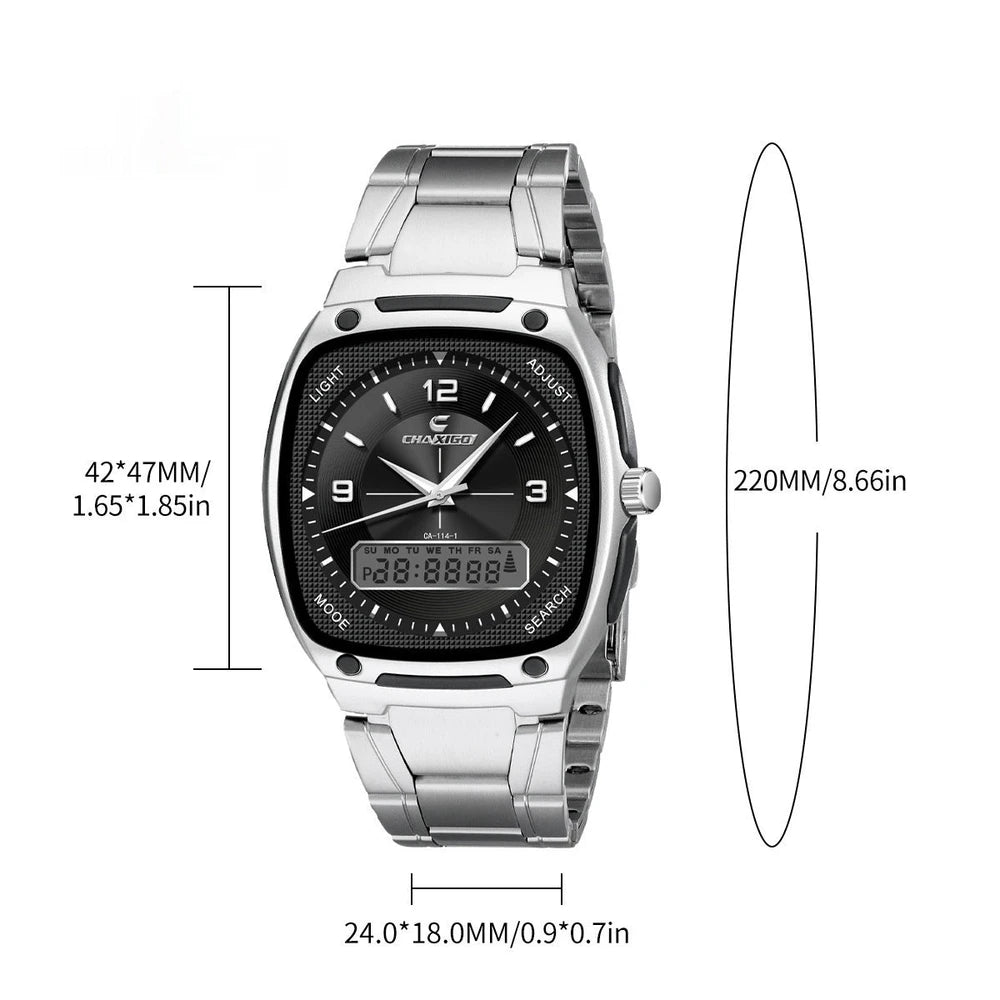 Herren Quarzuhr — Edelstahl-Armband, Business-Style