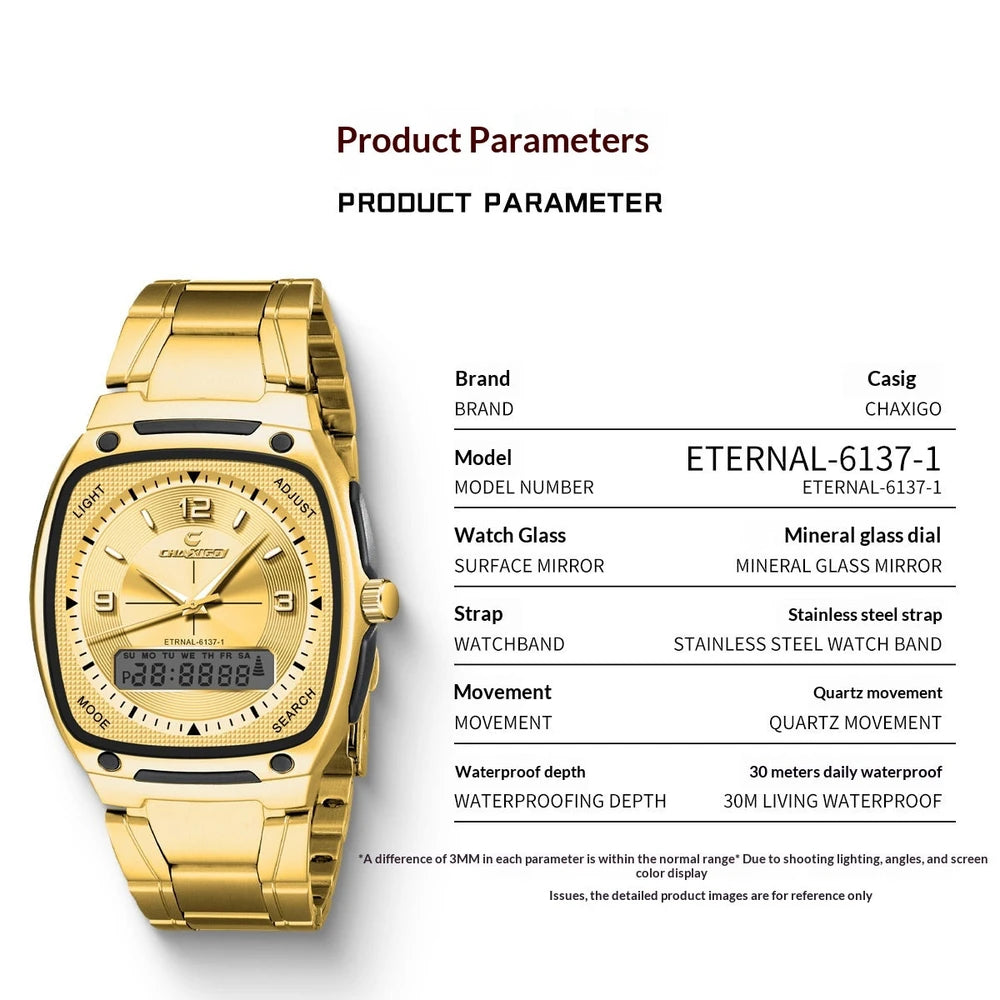 Herren Quarzuhr — Edelstahl-Armband, Business-Style