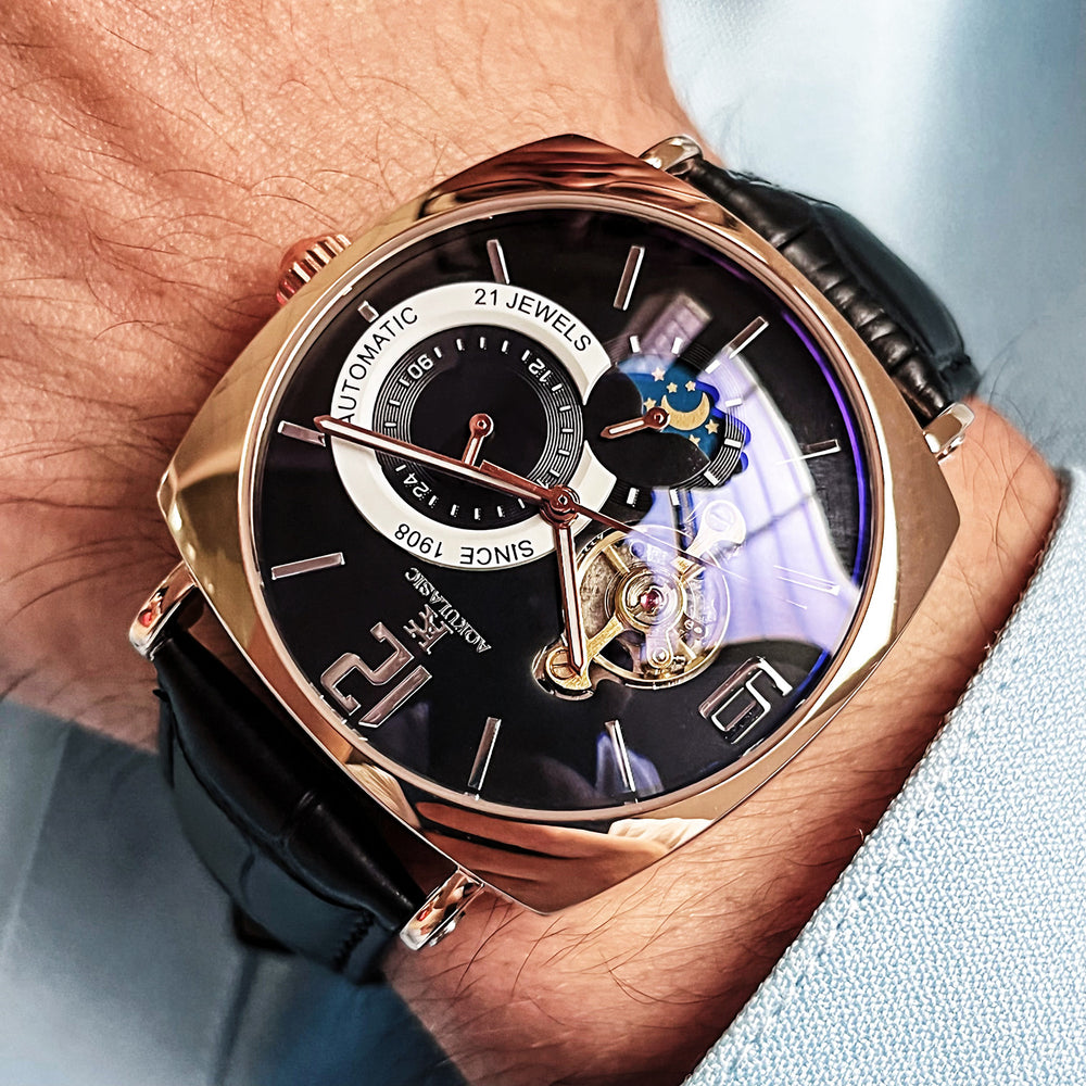 Herren Automatikuhr — Eckiges Gehäuse, Casual Style