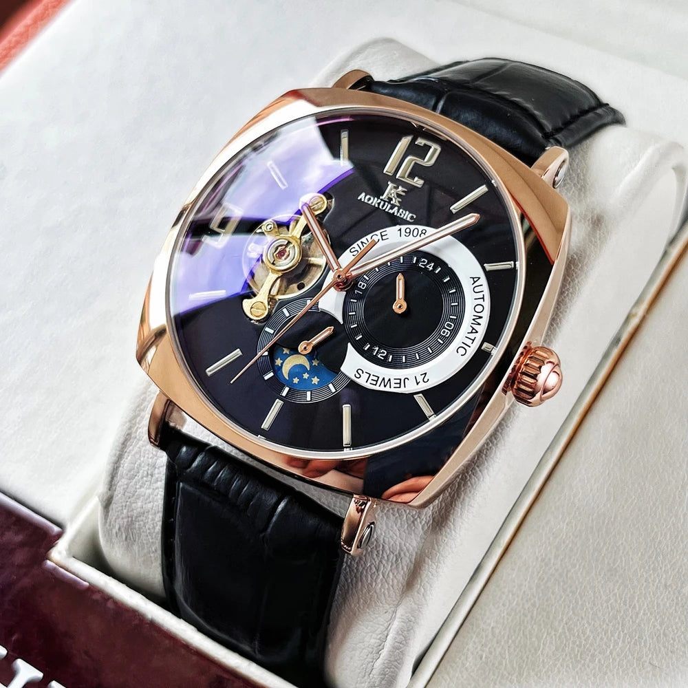 Herren Automatikuhr — Eckiges Gehäuse, Casual Style