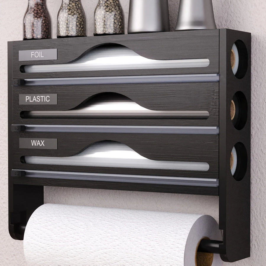 4-in-1 Frischhaltefolien-Spender — Küchenorganizer mit Cutter