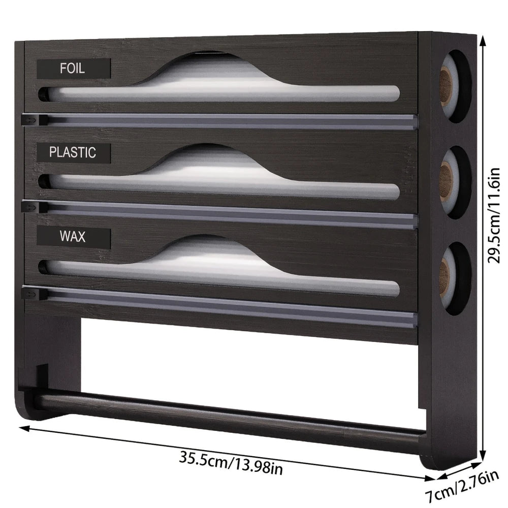 4-in-1 Frischhaltefolien-Spender — Küchenorganizer mit Cutter