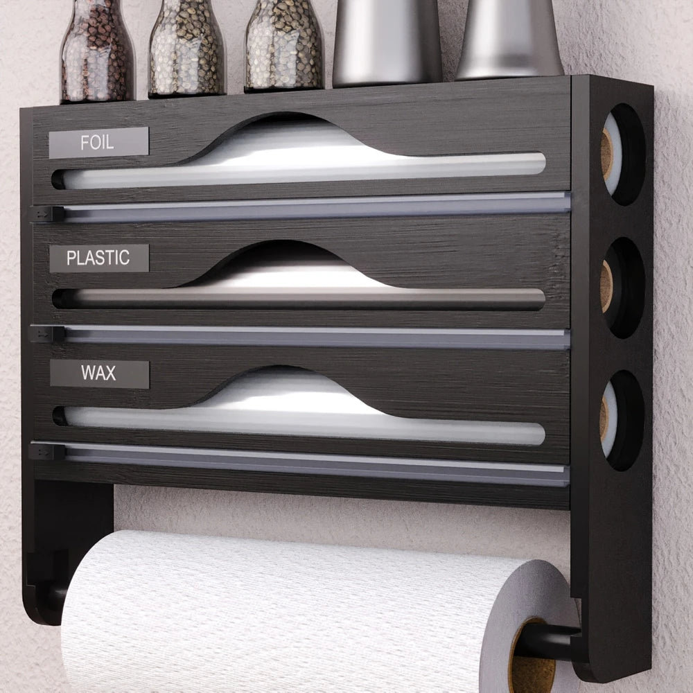 4-in-1 Frischhaltefolien-Spender — Küchenorganizer mit Cutter