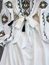 Bohemian Maxikleid mit Stickerei — Ballonärmel, Baumwollmix
