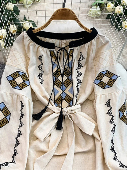 Boho Maxikleid mit Stickerei