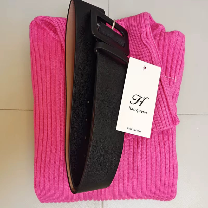 Strickkleid mit Rollkragen — Bodycon, Midi-Länge