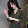 Elegantes Midikleid — Farbblock-Design, Grün