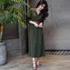Elegantes Midikleid — Farbblock-Design, Grün